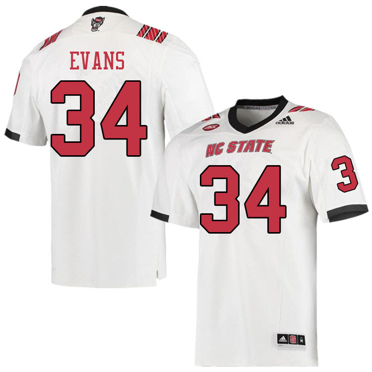 Men #34 Nate Evans NC State Wolfpack College Football Jerseys Sale-White